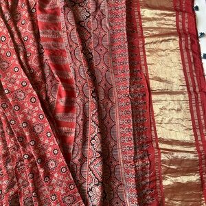 Ajrakh Modal Silk Saree